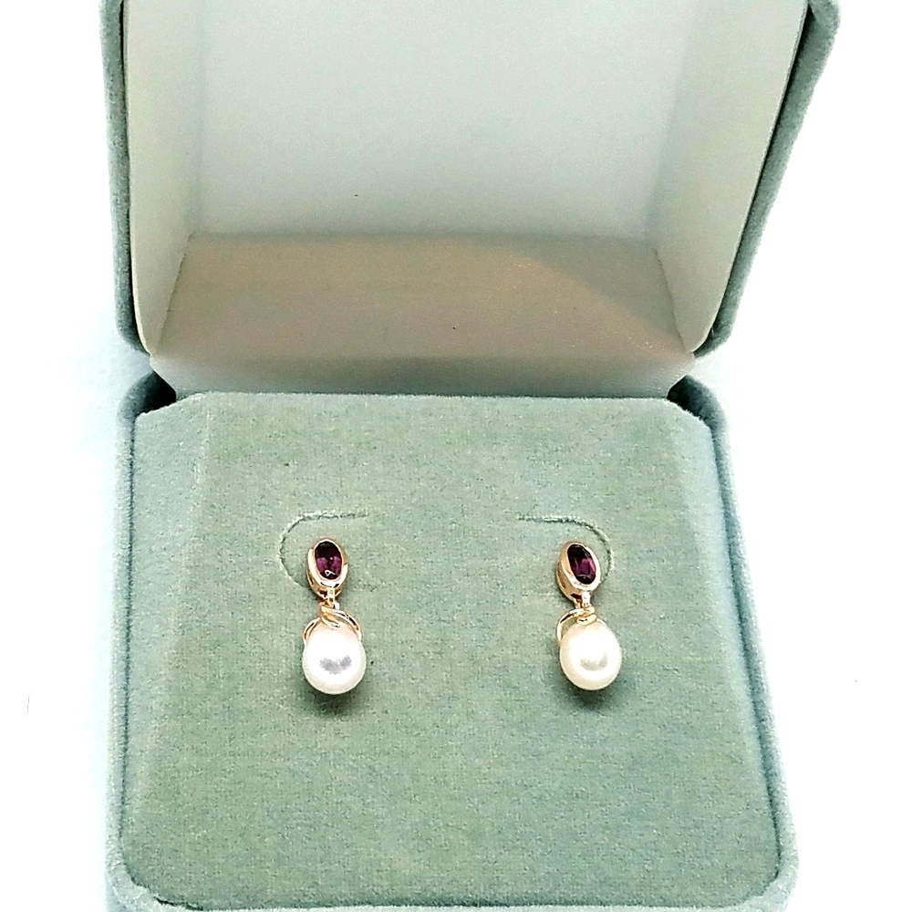 925 SS Pearl/Amythst Earrings